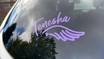 Window Sticker, Car Decal, In Loving Memory Custom Name Angel Wing